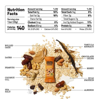 MUSH Peanut Butter Chocolate Chip Mini Protein Bars - 9.6oz/8ct