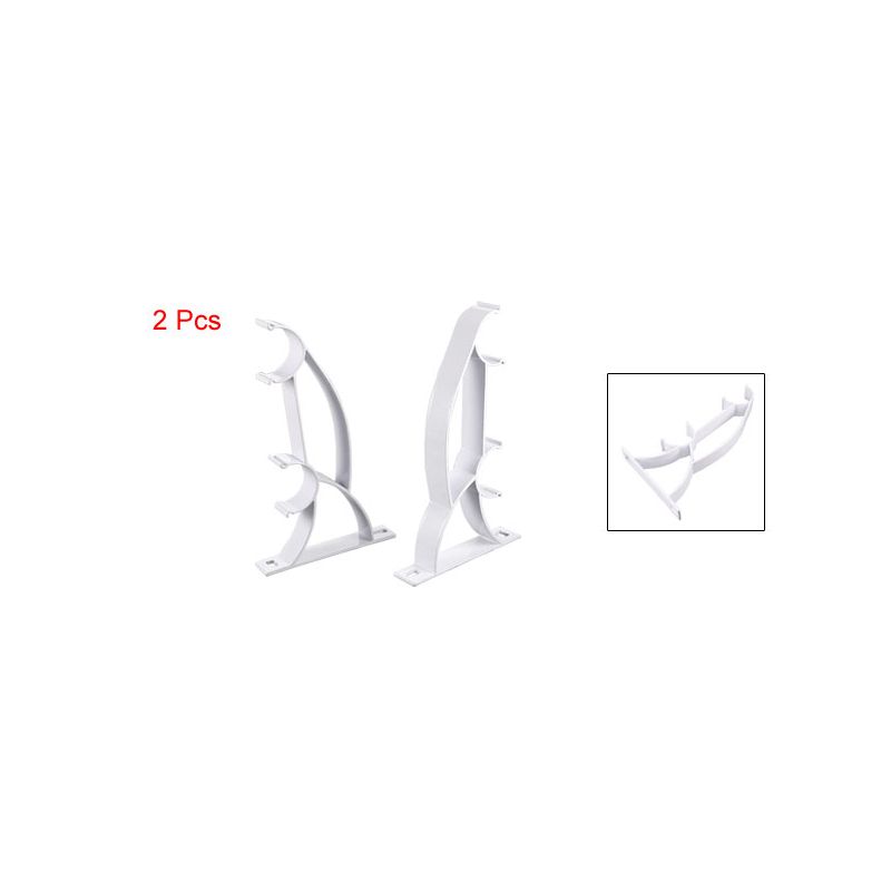 Unique Bargains 1-inch 25mm Dia Double Drapery Curtain Rod Wall Bracket White 2 Pcs, 3 of 4