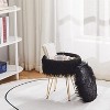 KTMBDW Storage Ottoman Round Furry Vanity Stool Marble Grain Tray Coffee Table Compact Footrest Stool with 4 Metal Legs for Living Room Bedroom - 2 of 4