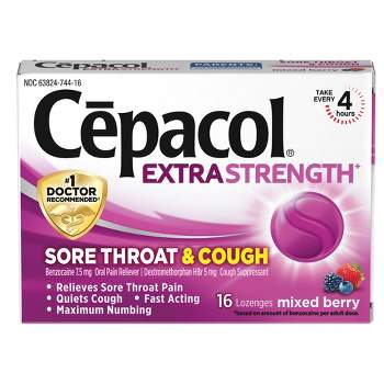 Cepacol Extra Strength Sore Throat & Cough Lozenges - Benzocaine - Mixed Berry - 16ct