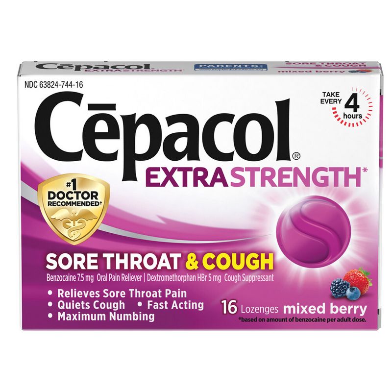 Cepacol Extra Strength Sore Throat & Cough Lozenges - Benzocaine - Mixed Berry - 16ct, 1 of 9
