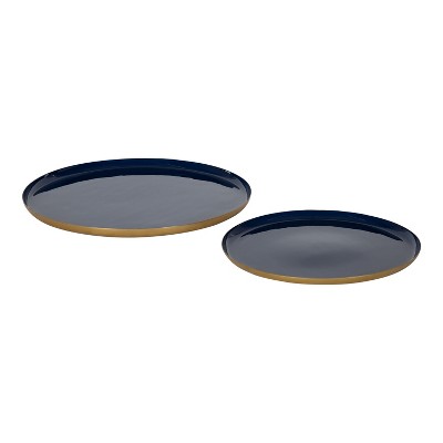Kate And Laurel Neila Tray, 2 Piece, Navy Blue And Gold : Target