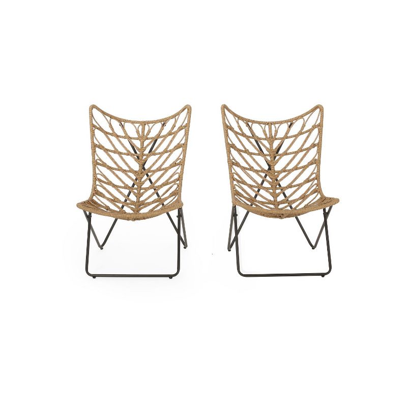 Janey 2-piece All-weather Wicker Patio Dinning Chairs, Armless Chairs, Outdoor Furniture - Maison Boucle, 3 of 9