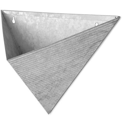Aged Zinc Triangular Wall-Mounted Succulent Planter Set