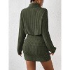 Long Lantern Sleeve Ribbed Knit Sweater Dress, Turtle Neck Bodycon Mini Pullover Dress for Women, Fall and Winter Fashion Green - 3 of 4
