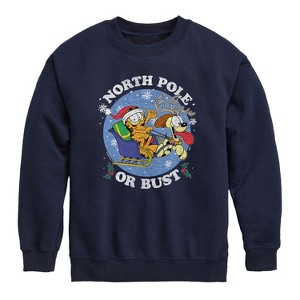 Boys' - Garfield - North Pole Or Bust Graphic Long Sleeve Fleece Sweatshirt - 1 of 4