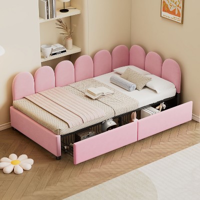 NicBex 78" Daybed with Storage Upholstered Twin Day Bed with Unique Headboard and 2 Spacious Drawers for Bedrooms