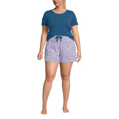 Lands' End Women's Plus Size Knit Pajama Short Set Short Sleeve T