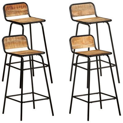 vidaXL Bar Chair Set of 4 Natural wood, black