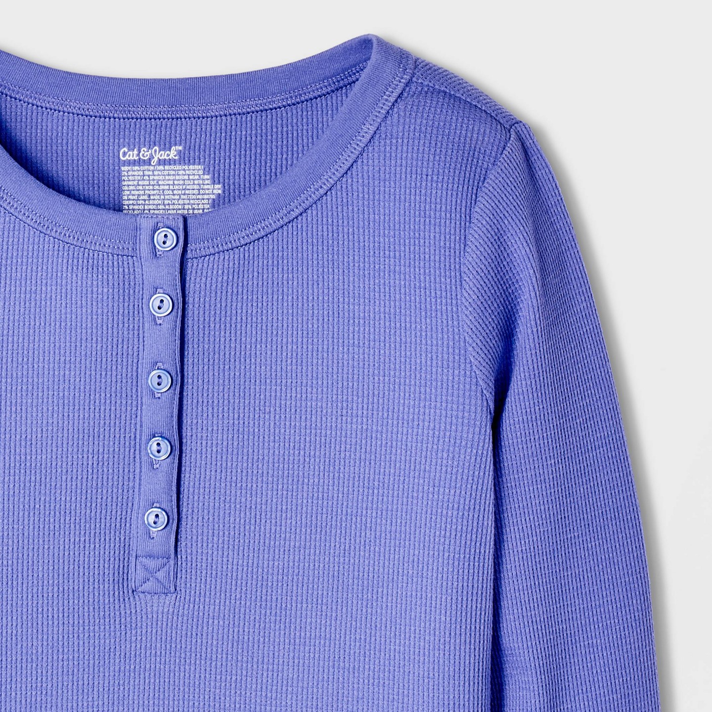 Футболка Cat & Jack Long Sleeve Waffle Knit Henley T-Shirt для девочек, цвет: Светлый фиолетовый — фото 3