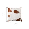 HomeRoots 18" Brown and White Cowhide Throw Pillow - 3 of 4