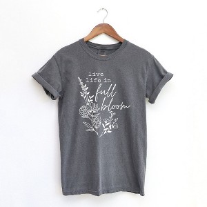 Simply Sage Market Women's Live Life In Full Bloom Bouquet Short Sleeve Garment Dyed Tee - 1 of 4