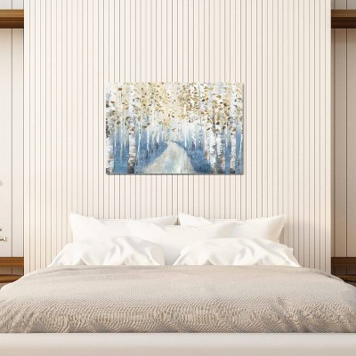 18" x 26" Blue and Gold Botanical Canvas Art