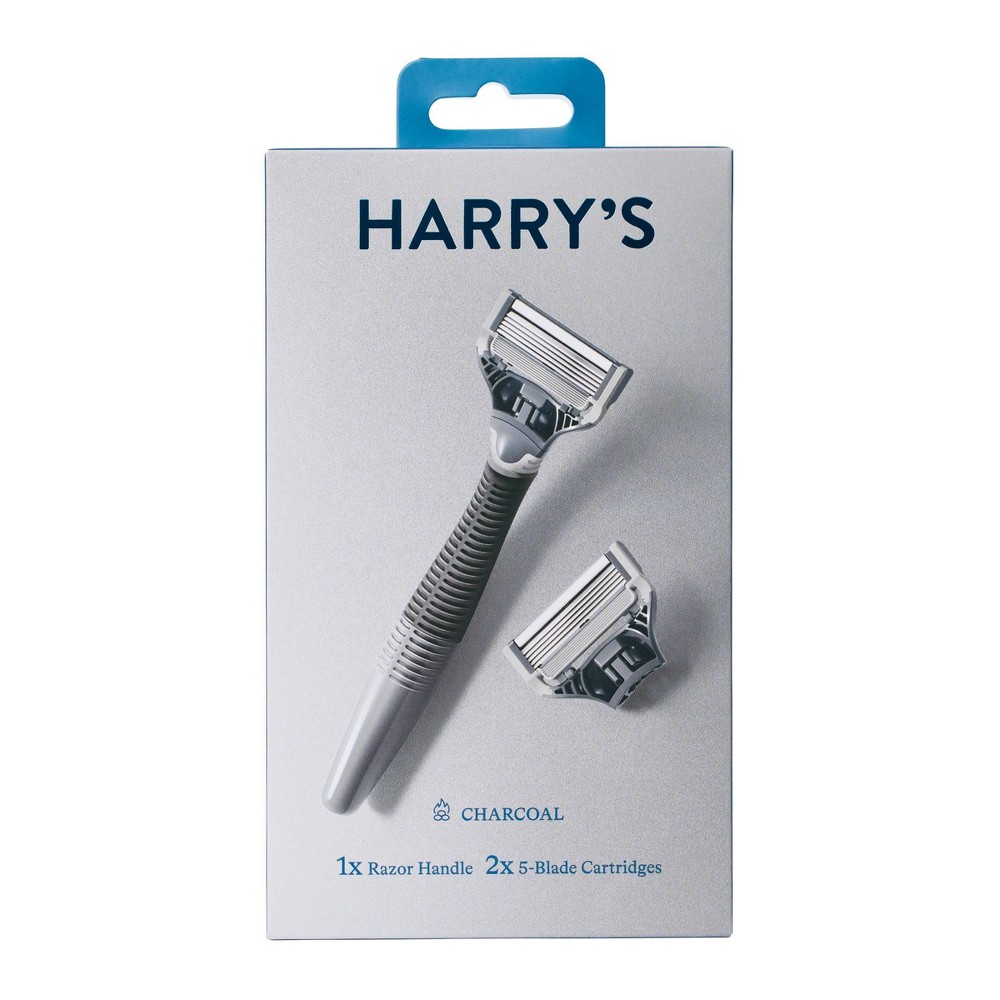 Harry s Men s 5-Blade Manual Razor Handle and 2 Razor Blade Refills  Charcoal Gray