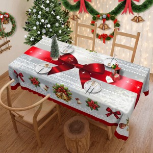 Christmas Tablecloth, Snowman Tablecloth, Christmas Tree Tablecloth Washable Table Cover for Home Kitchen Holiday Deco - 1 of 4