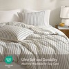 Okak Queen/King 3-Piece Linen Bed Duvet Cover Set with Vertical Stripes Pattern,Comfortable Coverlet Bedding Sets,Machine Washable - 4 of 4