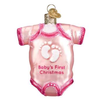 Old World Christmas 3.25 In Pink Baby Onesie Ornament First Christmas Tree Ornaments