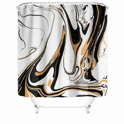 Yellow Black Marble Shower Curtains for Bathroom Waterproof Fabric Bath Curtain Durable Soft Stylish Bathroom Decor 72x72 Inch