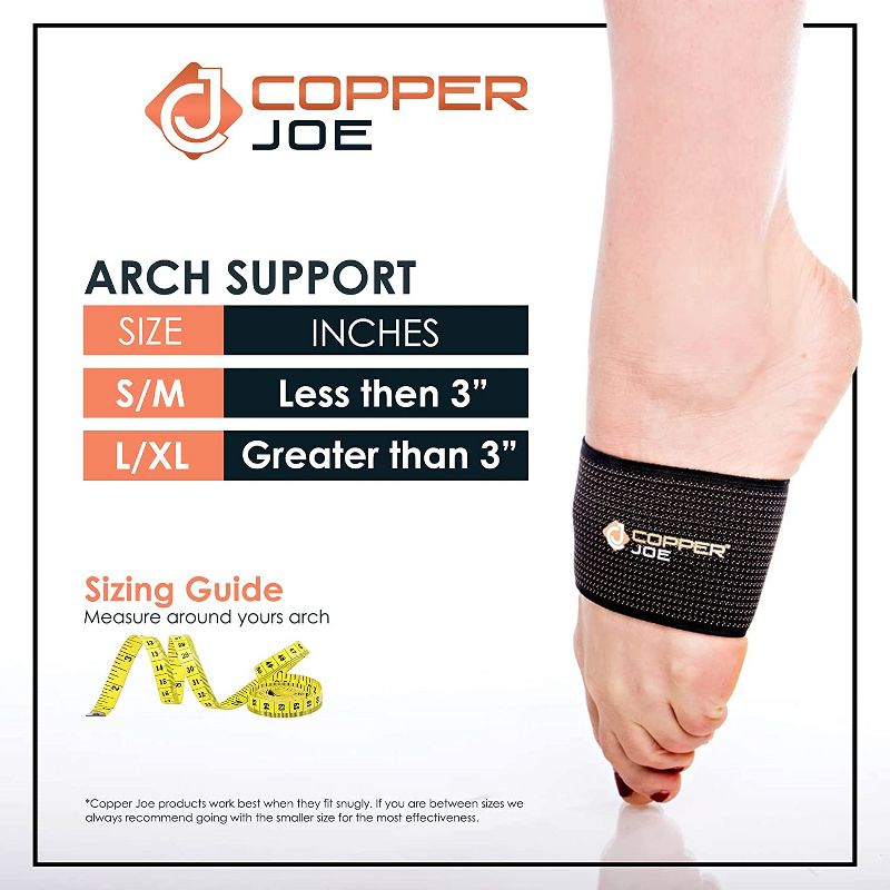 Copper Joe Ultimate Copper Infused Arch Support Sleeve Foot Brace Arch Support Sleeve Foot Arch Copper Arch Support, Compression Arch Support 1 Pair, 2 of 8