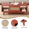 Lirago,Modern Square Coffee Table with Rattan Drawer - Wooden Mid-Century Design for Living Room-Cherry - 2 of 4