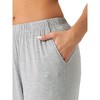 INSPIRE CHIC Women's Cotton Stretchy Elastic Waist Straight Wide-Leg Pajama Pants with Pockets - 4 of 4