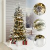 LuxenHome 5Ft Pre-Lit Snow-Covered Artificial Christmas Tree with Pinecones & White Planter Base Green - 2 of 4