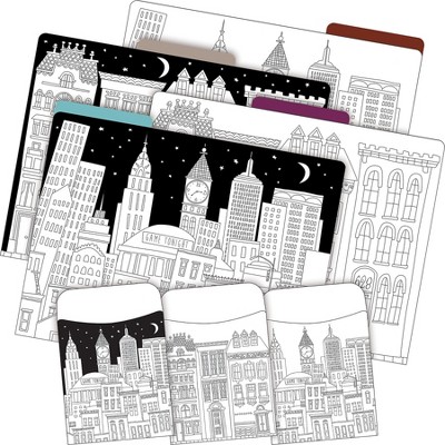 Barker Creek Color Me Cityscapes Folder & Pocket Set 42 Pieces/Set BC3568