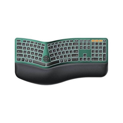 Evo Bytes Green Backlit Bluetooth Ergonomic Wireless Keyboard