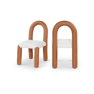 Meridian Furniture,Amari Vegan Leather and Boucle Fabric Dining Chair, Set of 2 - 1 of 4