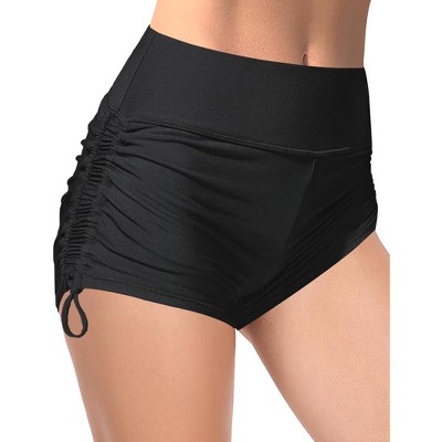 FIONECA Women's Swim Shorts High Waisted Bathing Suit Bottoms Adjustable Side Tie Swimsuit