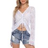 BLUEMING Womens Crochet Bell Sleeve Sweater Tops Loose Fit V Neck Mesh Cover Up Tops Hollow Out Boho Tops - 4 of 4