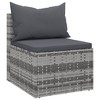 vidaXL Patio Middle Sofas with Cushions 2 pcs Gray Poly Rattan - 3 of 4