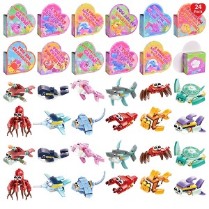 Fun Little Toys 24 PCS Valentine's Day Animal Building Blocks with Hearts for Kids Valentine Classroom Prizes and Party Favors - 1 of 4
