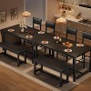 Farmhouse 4-Piece Dining Set with Upholstered Chairs & Bench - Industrial Table, 300lb Capacity, Compact 44-inch Design for Small Spaces - 3 of 4