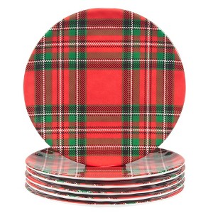 Certified International Set of 6 Christmas Plaid Melamine Salad Plates - 1 of 3
