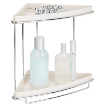 mDesign Steel/Plastic 2-Tier Bathroom Freestanding Organizer Shelf - Cream