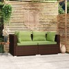 vidaXL Brown Patio Furniture - Green Cushion - 2 Seats - 2 of 4