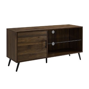 Saracina Home Single Door Mid-Century Modern TV Stand for TVs up to 58" Dark Walnut - 1 of 4
