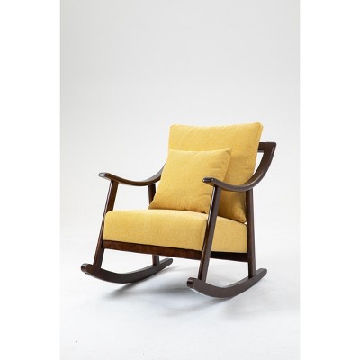TIRAMISUBEST woven fabric Mid Century Modern Accent Chairs Comfy Upholstered Glider Arm Chair with Solid Wood for Living Room Bedroom Balcony