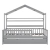 Twin Size House Bed with 2 Drawers and Storage Shelves Wood Family Bed with Roof and Fence Rails Playhouse Tent Bed Frame - 3 of 4