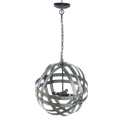 VYNXARIA 4 - Light Antique Silver Urban Industrial Spherical Ceiling Lights, Galvanized Hanging Chandelier with Adjustable Chain