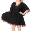 LA LEELA Women's Summer Holiday Beachwear Mini Bathing Suit Swim Beach Dress Cover Up Bikini Vacation Swimwear Wraps 1X-2X Black, Solid - image 4 of 4