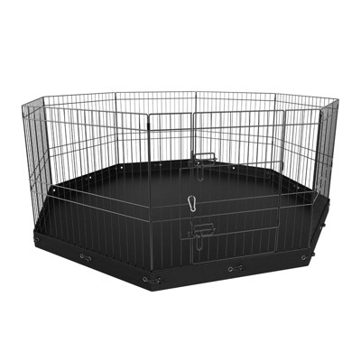 Munora 24" 8-Panel Foldable Dog Playpen - Portable Metal Exercise Pen with Waterproof Bottom Pad for Small/Medium Pets