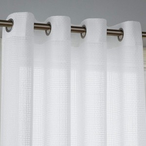 Deconovo White Checkered Sheer Grommet Curtains, 2 Panels - 1 of 4