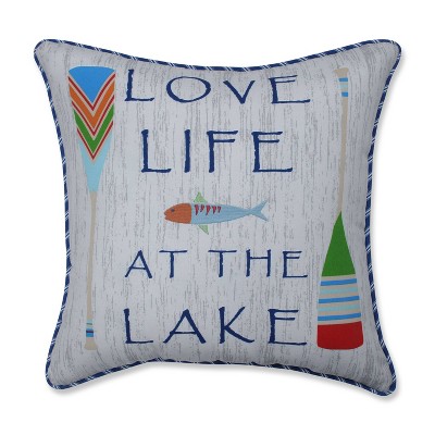 Love Life at the Lake Throw Pillow - Blue