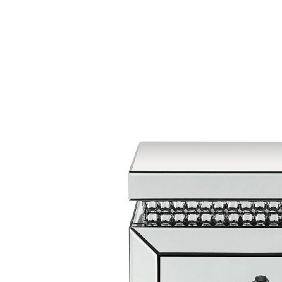 24&quot; Glamourous Mirrored Wood Accent Table with Faux Crystals