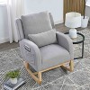 Airsurfer 27.5 "W Modern Accent High Back Living Room Casual Armchair Rocker with One Lumbar Pillow, Two Side Pockets,Teddy Gray - 2 of 4