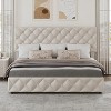 Homhougo Full Size Bed Frame with 4 Storage Drawers, Upholstered Platform Bed Frame with Adjustable Headboard, Diamond Stitched Button Tufted, Grey - 3 of 4