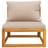 vidaXL Outdoor Patio Middle Sofa with Cushions - Solid Acacia Wood, Taupe Cushions, Weatherproof, Easy Assembly, Modular Configuration - 3 of 4