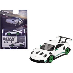 Porsche 911 (992) GT3 RS White with Green "Tribute to Carrera RS Package" Limited Edition 1/64 Diecast Model Car by Mini GT - 1 of 4